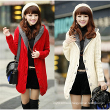 Latest Winter Warmer Knitted Women′s Coat with Hood